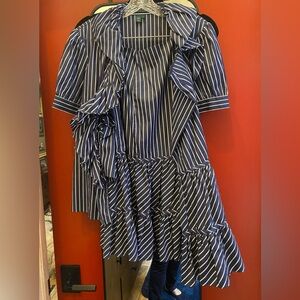 NWOT Ralph Lauren Navy and White Striped Ruffle Dress 2 pc